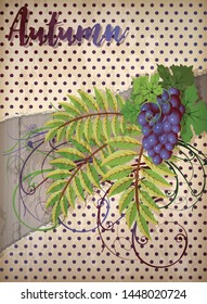 Autumn invitation banner with grape, vector illustration