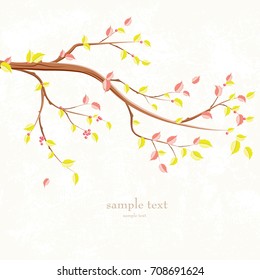 autumn invitation card with branch of tree for your design
