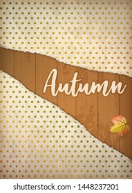 Autumn invitation card with maple leaf, vector illustration