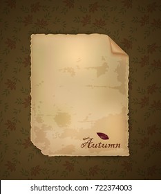 autumn invitation, empty old paper letter on the autumn background, autumn memories, vector