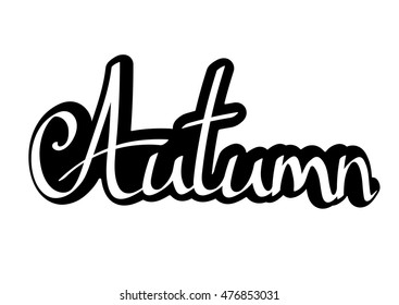 Autumn, isolated sticker, calligraphy lettering, word design template, vector illustration