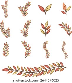 Autumn ivy plants flat design illustration for decoration on nature, Autumn and thanksgiving event.