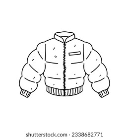 Autumn jacket. Hand drawn doodle style. Vector illustration isolated on white. Coloring page.