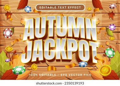 autumn jackpot 3d text effect and editable text effect with leaf autumn illustration