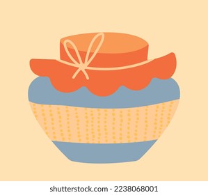 Autumn jam icon. Sweet food from natural and organic products, dessert or delicacy. Poster or banner for website. Sugar product with fruits. Fall and autmun season. Cartoon flat vector illustration