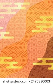 Autumn Japanese Pattern Orange Background