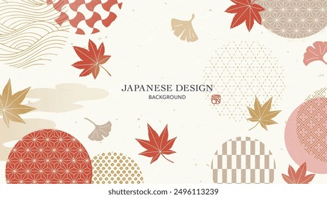 Herbst japanischer Hintergrund. Japanische Muster, Herbstblätter und Ginkgo.