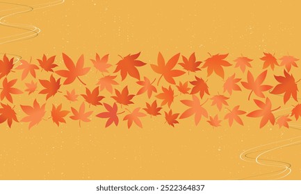 Autumn Japanese style background with red fallen leaves