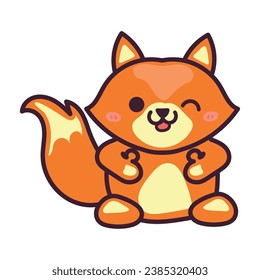 autumn kawaii fox vector isolated