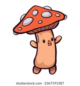 autumn kawaii fungus isolated icon