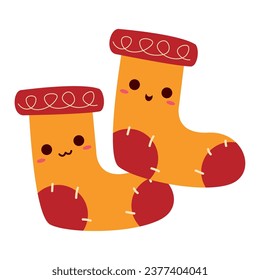 autumn kawaii socks isolated illustration