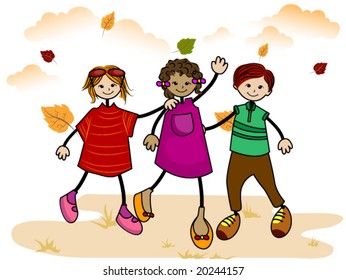 Niños de otoño - Vector
