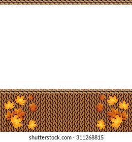 Autumn knitted warm background with space for text