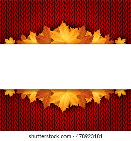 Autumn knitted warm background with space for text. 
