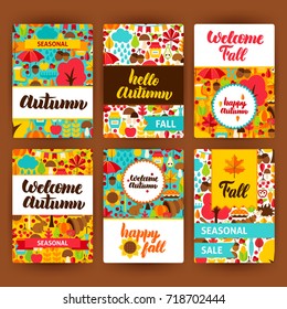 Autumn Label Set. Vector Illustration of Fall Seasonal Concept. Printable Badge Design.