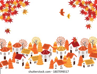 Autumn landscape with animals background illustration