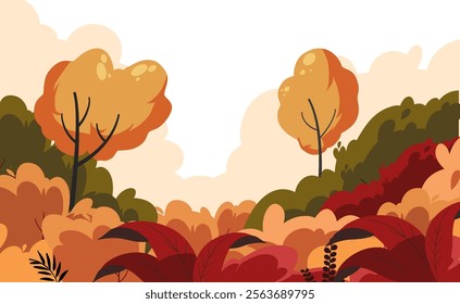 Autumn landscape background flat illustration