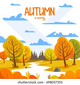Autumn landscape. Background illustration. Flat style for your design.