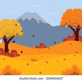Autumn landscape background with mountain