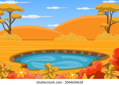 Autumn landscape background with pond