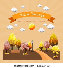 Autumn landscape background,polygonal background, geometric vector illustration.