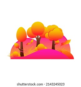 Herbstlandschaft. Schöner Hintergrund mit Bäumen und Gras. Vektorgrafik.  Ein Design-Element.