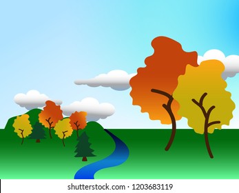 Autumn landscape with clouds