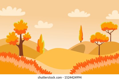 Autumn landscape design with modern design concept suitable for web landing page, banner,wallpaper, background, book illuatration. Trendy vector illustration