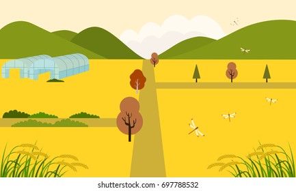 Autumn landscape of farm.