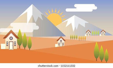 Autumn landscape in Flat style.