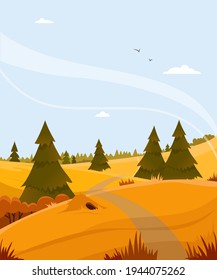 Paisaje otoñal en un bosque. Gráficos vectoriales.