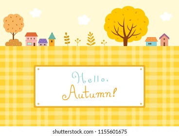Autumn landscape with ginkgo tree and village