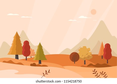 Autumn landscape illustration.