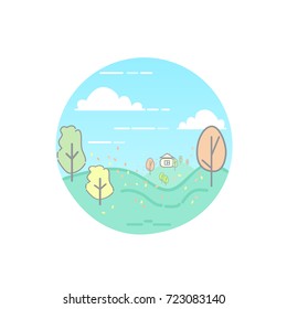 Autumn landscape. Autumn logo.