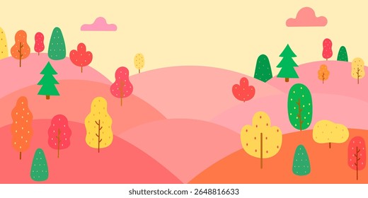 autumn landscape with mountains and trees in fall season