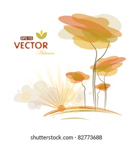 Autumn landscape, nature background, vector illustration, eps-10