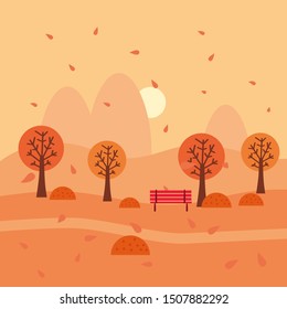 Autumn landscape october month. Season banner for calendar pages cover baner poster. Minimal trendy style isolated vector