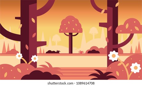 Autumn Landscape Panorama. Vector Illustration.