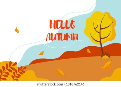 Autumn landscape of the Park. Hello autumn vector illustration in flat style.