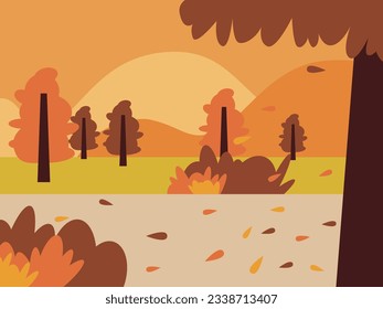 autumn landscape park illustration art