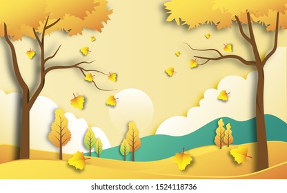 Autumn Landscape Scene Autumn Scenery Maple Stock Vector (Royalty Free ...