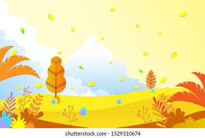 Autumn landscape. Autumn seasonal background. can use for, landing page, template, ui, web, mobile app, poster, banner, flyer, background