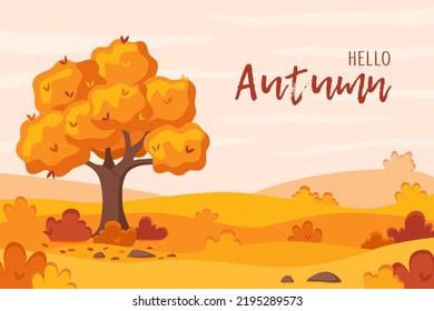 Autumn landscape and single tree
