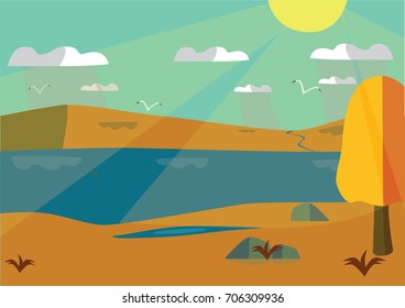 Autumn landscape sky