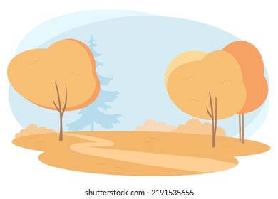 Autumn landscape with trees. Autumn background flat style for elements or template. Vector illustration