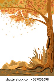 autumn landscape with trees and bushes
