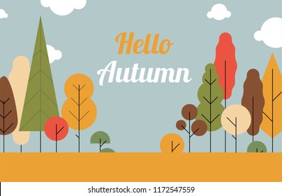Autumn landscape. Trees are the seasons.Super sale background with colorful seasonal leaves. Autumn trees and bushes forest. City park. vector illustration flat design
