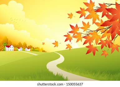 Autumn Landscape. Vector Background