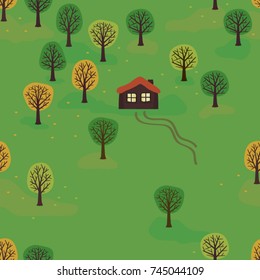 Autumn landscape - vector background