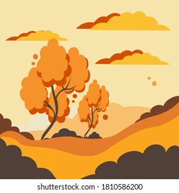 Paisaje otoñal. Vector. Ilustración de fondo